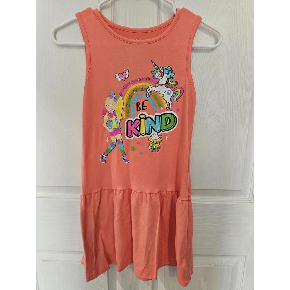 Girls JOJO Siwa Nickelodeon Dress Sleeveless Size Medium 7/8 Unicorn BE KIND